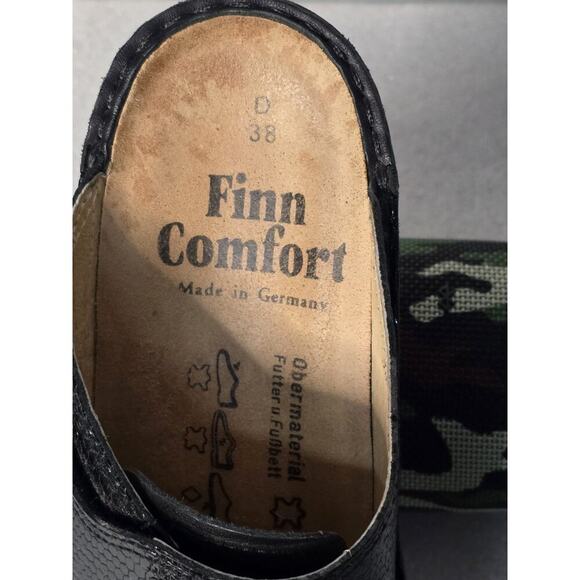 FINN COMFORT AUSSIE BLACK LEATHER CLOGS MULES LOAFERS SHOES WOMENS SZ 7 EU 38 D - Picture 3 of 6